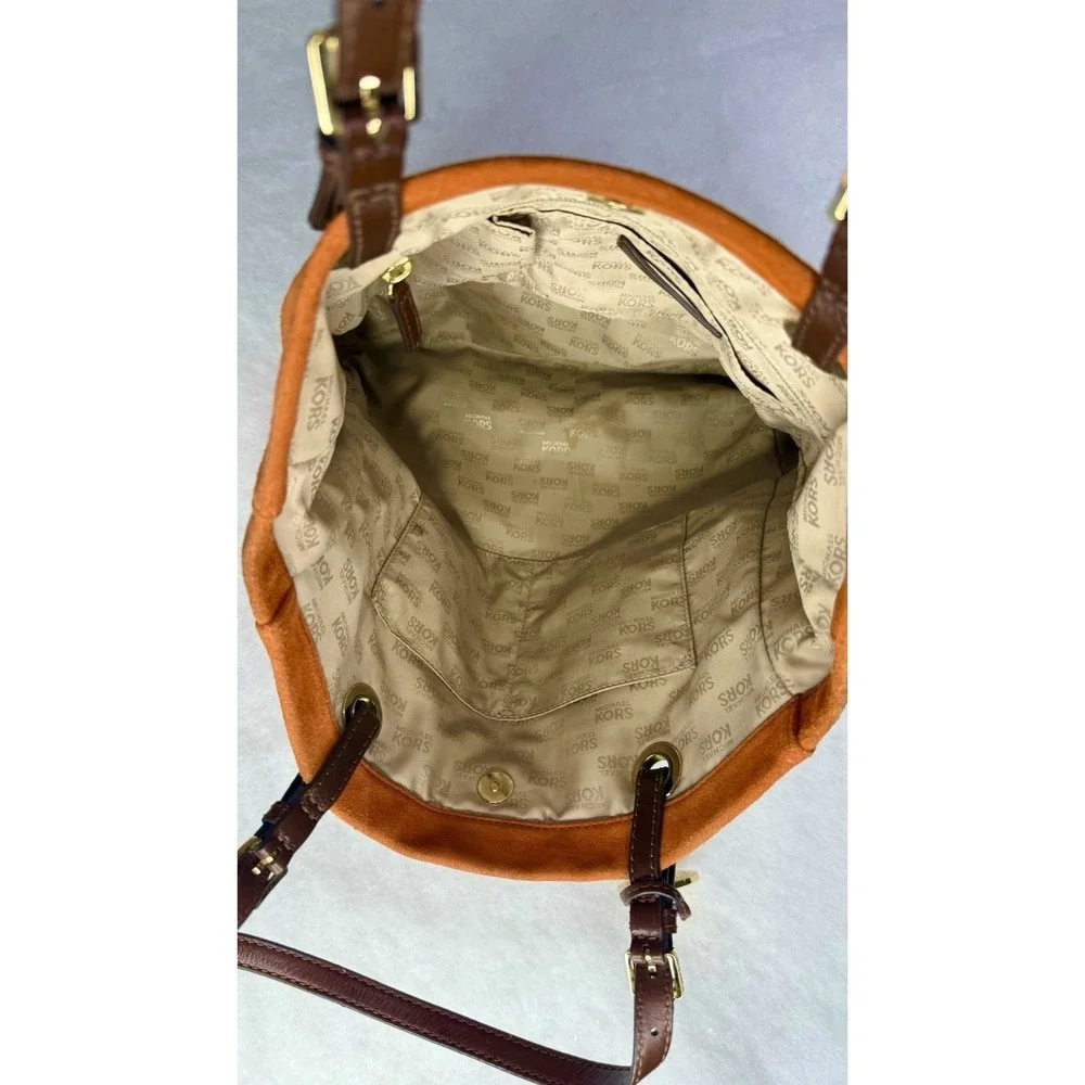 Michael Kors Orange Suede Tote Shoulder Bag